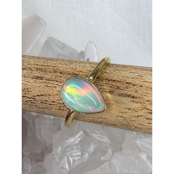 ⨠Ethiopian Opal Ring 18K Gold Plated 925 Size 6 ⨠- Picture 4 of 5